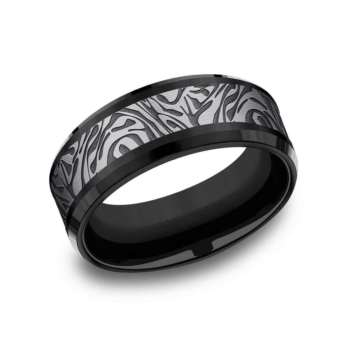 THE KATANA 8mm Black Titanium/Tantalum Grey Benchmark men's wedding band
