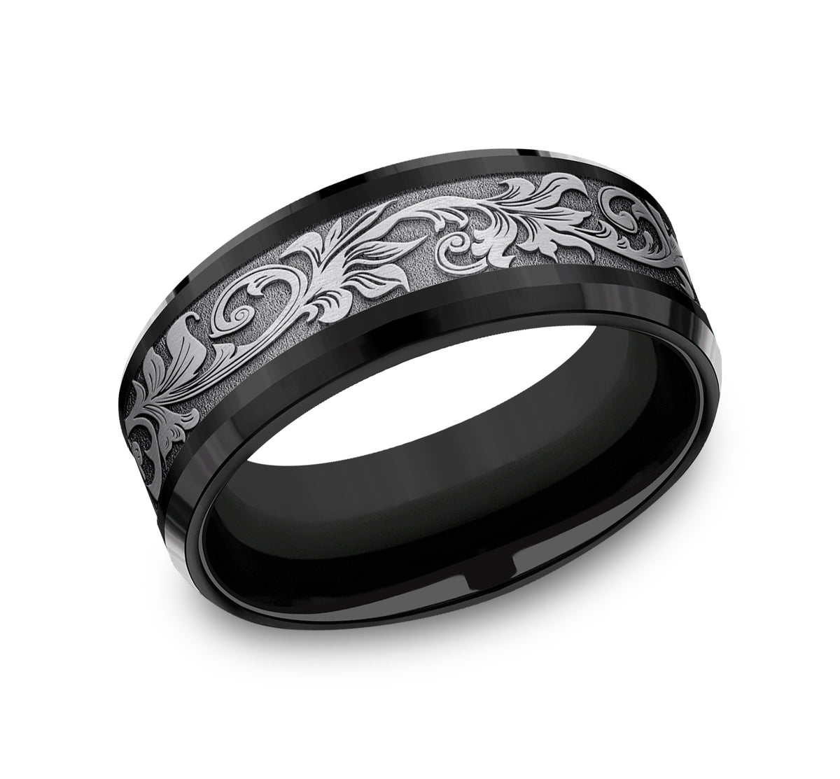 THE ROYAL 8mm Black Titanium/Tantalum Grey Benchmark men's wedding band
