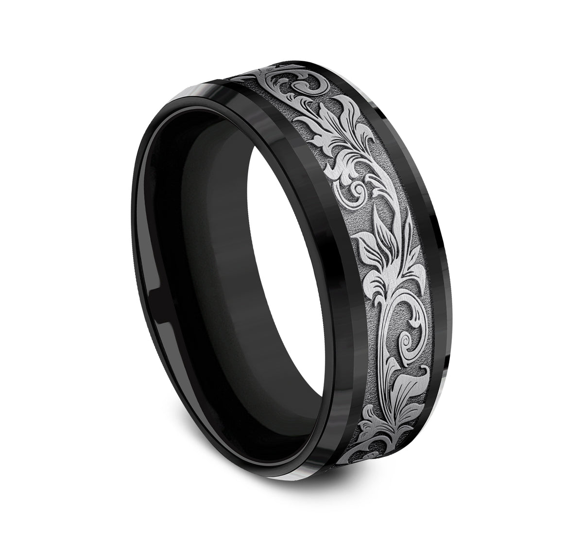 THE ROYAL 8mm Black Titanium/Tantalum Grey Benchmark men's wedding band
