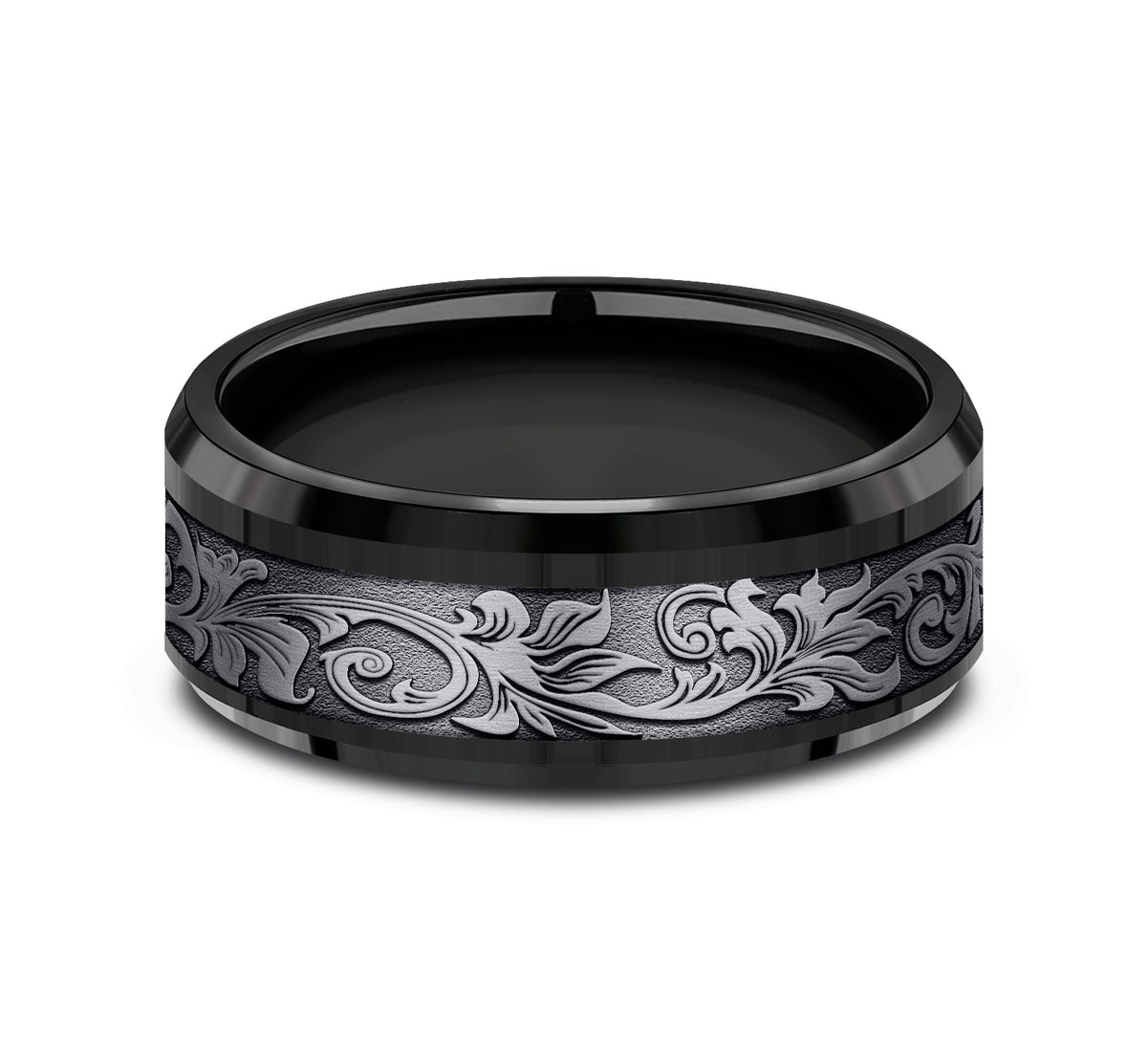 THE ROYAL 8mm Black Titanium/Tantalum Grey Benchmark men's wedding band
