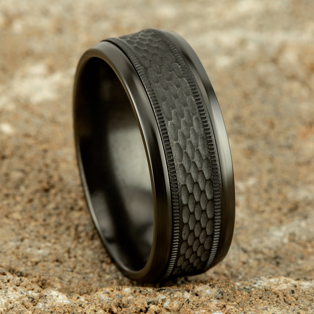 THE ATHLETE 8mm Black Titanium Benchmark men's wedding band