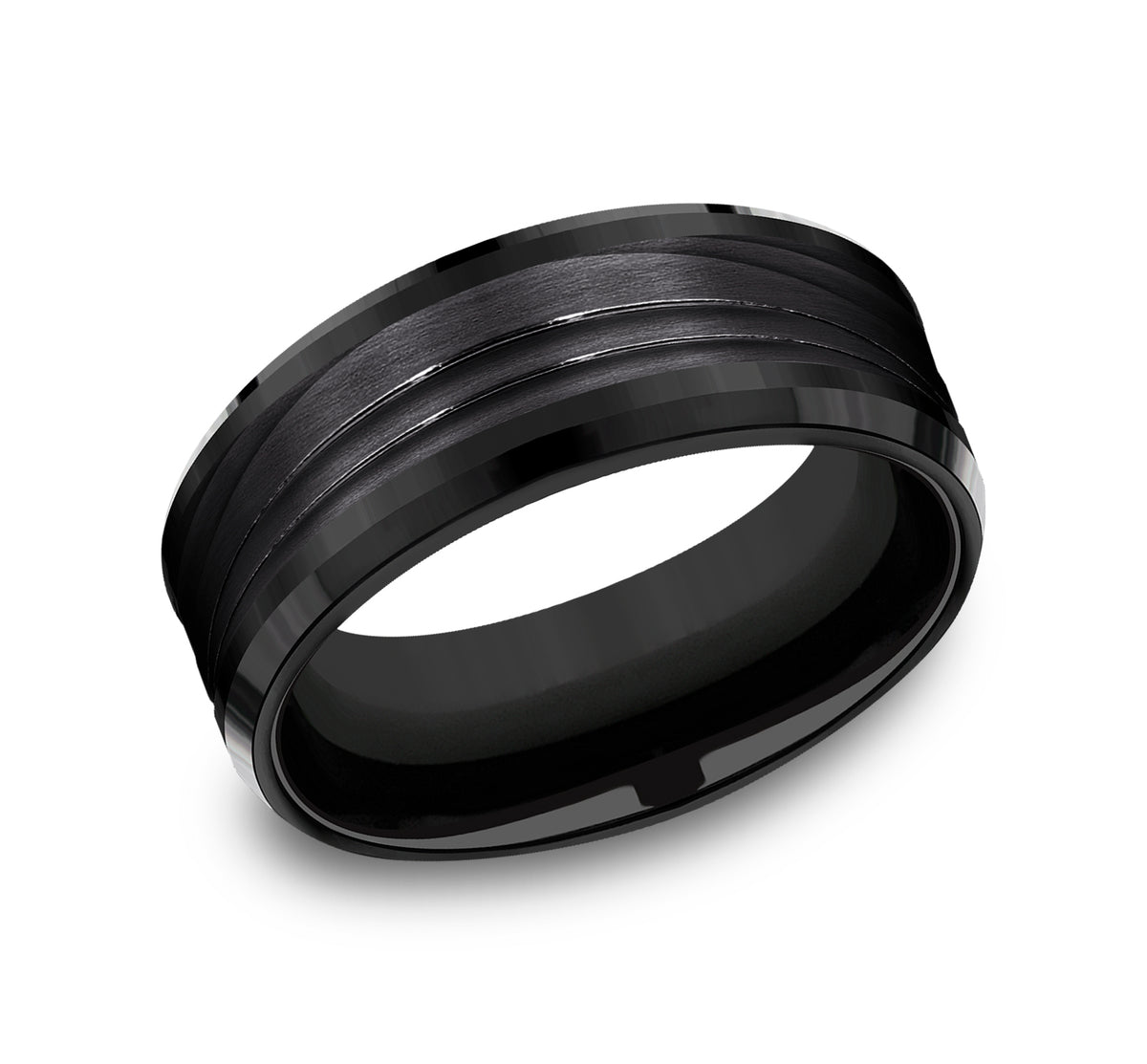 THE CREST 8mm Black Titanium Benchmark men's wedding band