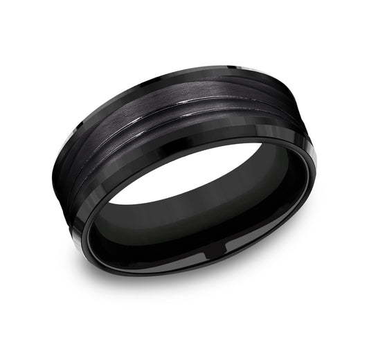 THE CREST 8mm Black Titanium Benchmark men's wedding band
