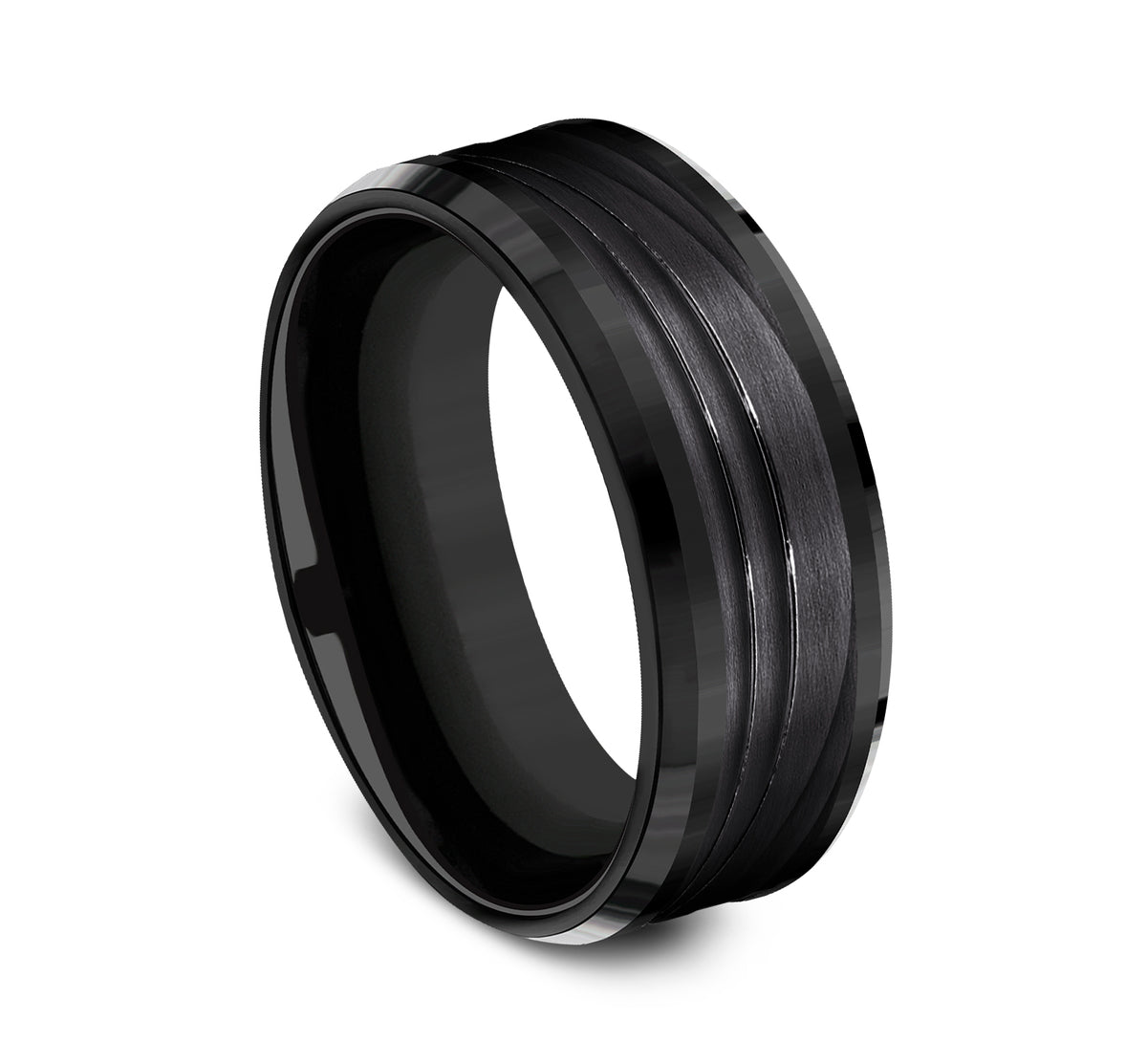 THE CREST 8mm Black Titanium Benchmark men's wedding band