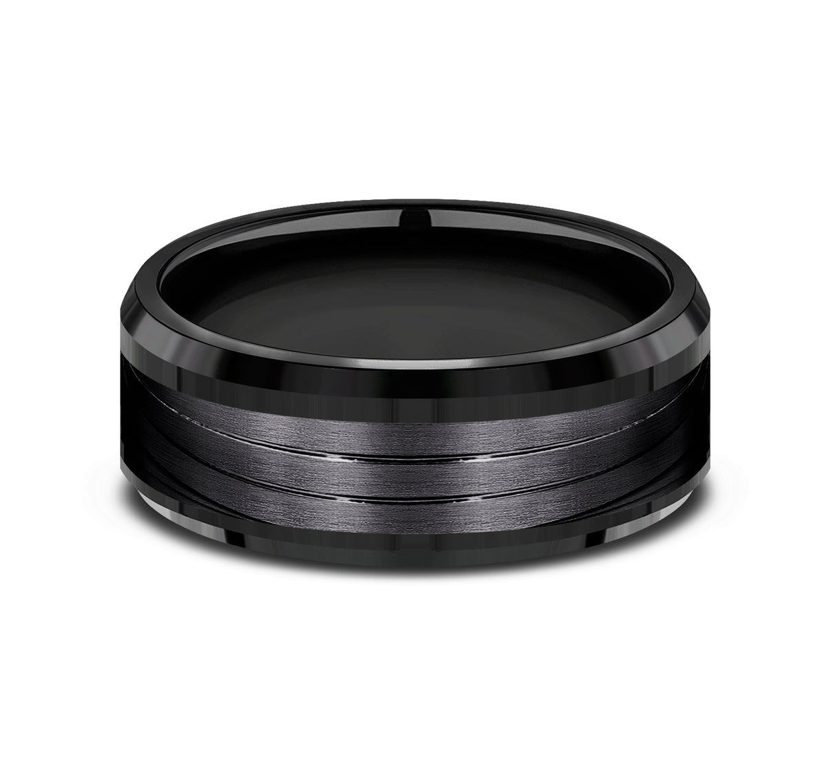 THE CREST 8mm Black Titanium Benchmark men's wedding band