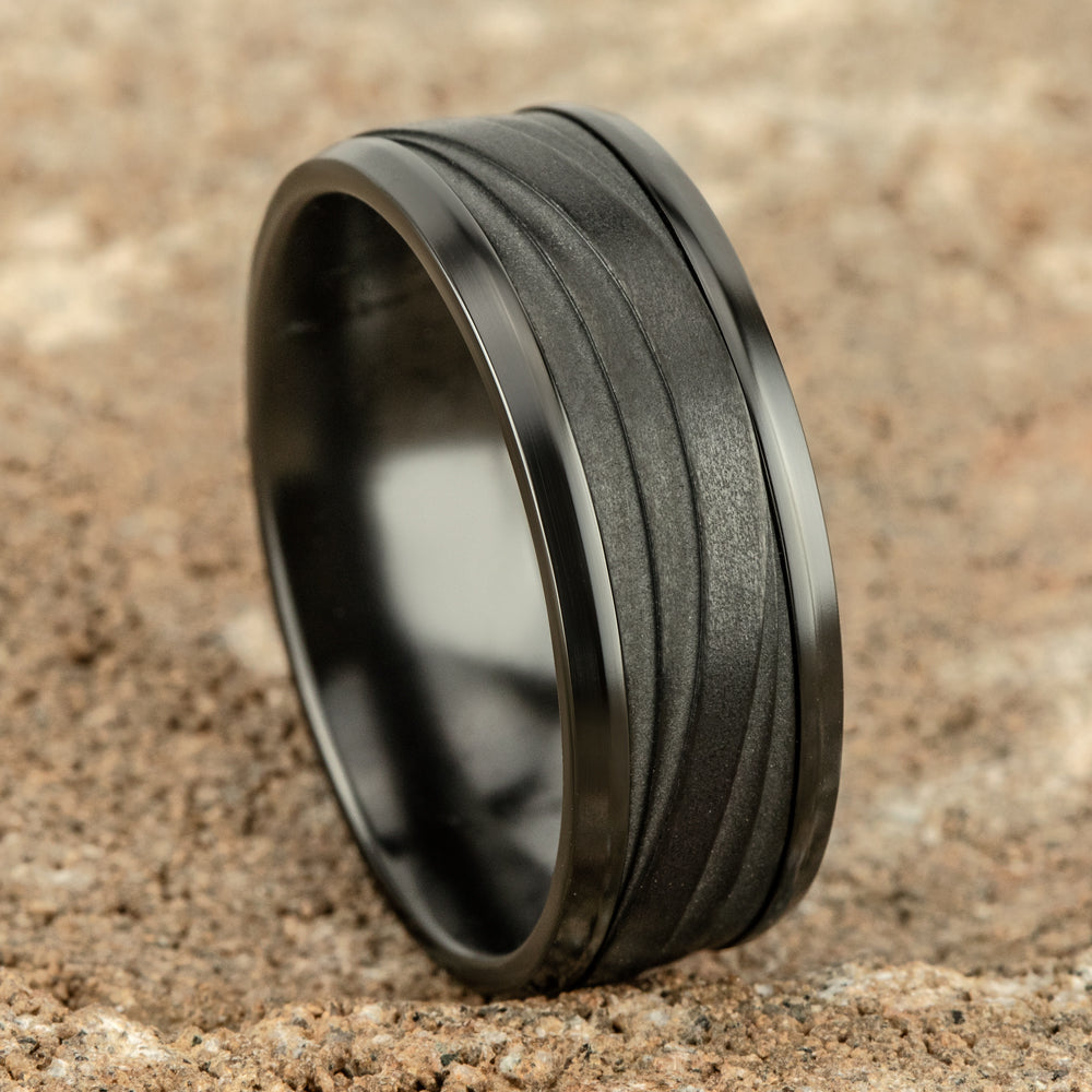 THE CREST 8mm Black Titanium Benchmark men's wedding band