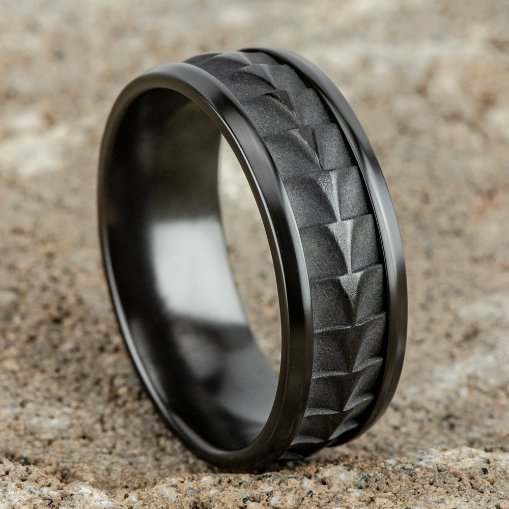 THE DUNDEE 8mm Black Titanium Benchmark men's wedding band
