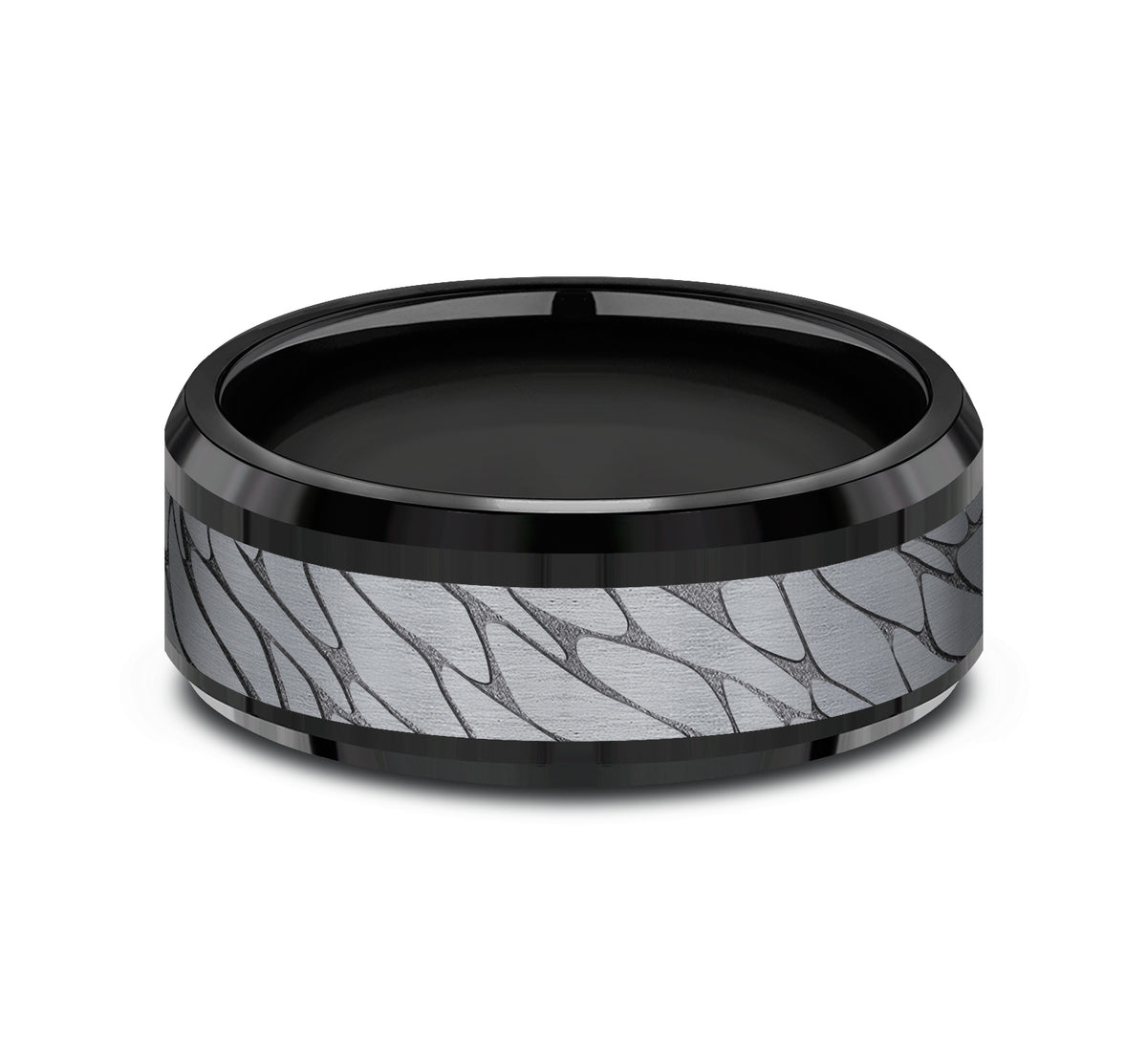 THE DINO 8mm Black Titanium/Tantalum Grey Benchmark men's wedding band