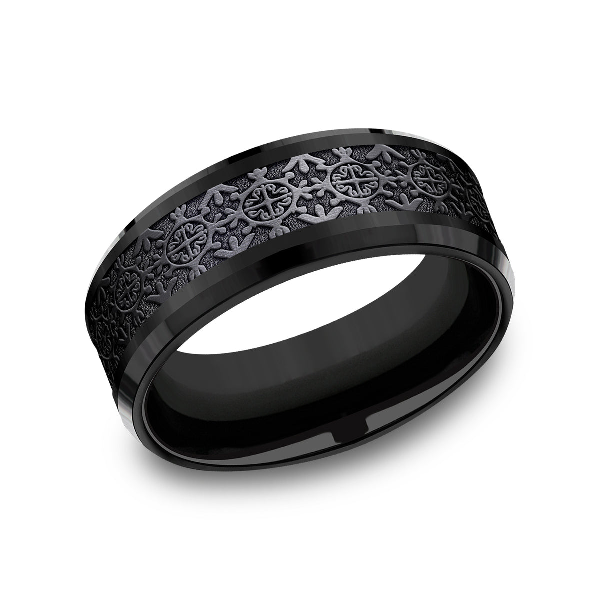 THE SAINT 8mm Black Titanium Benchmark men's wedding band