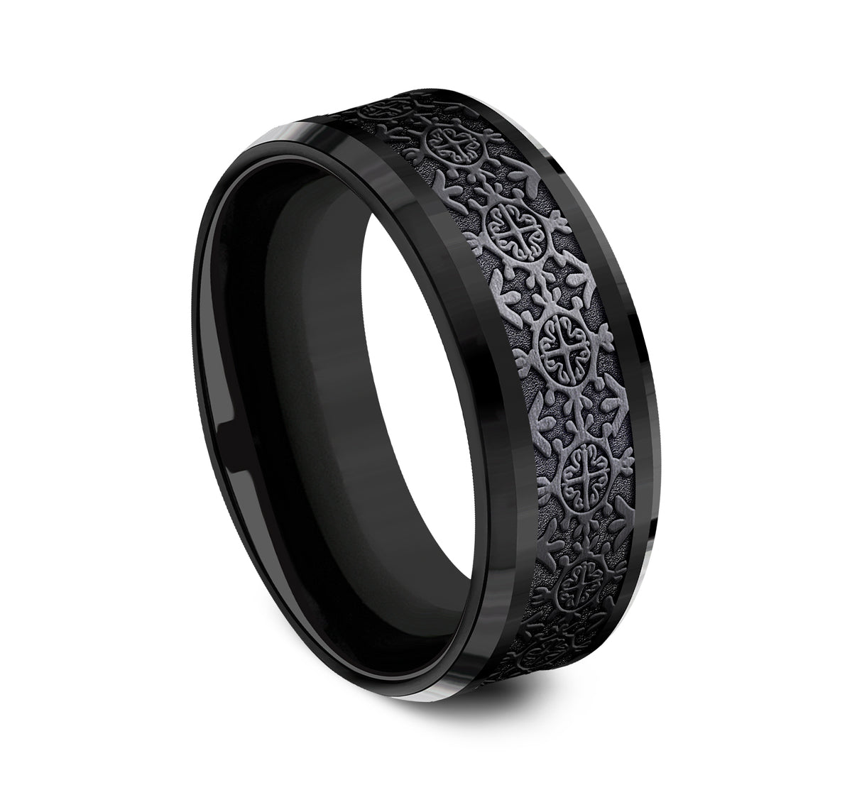 THE SAINT 8mm Black Titanium Benchmark men's wedding band