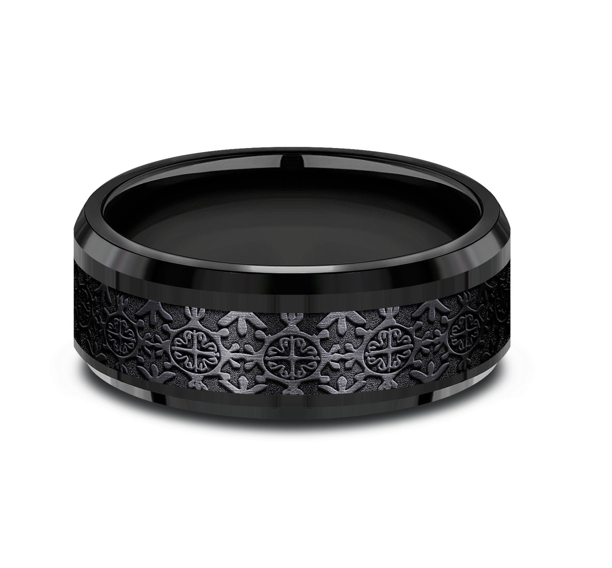 THE SAINT 8mm Black Titanium Benchmark men's wedding band