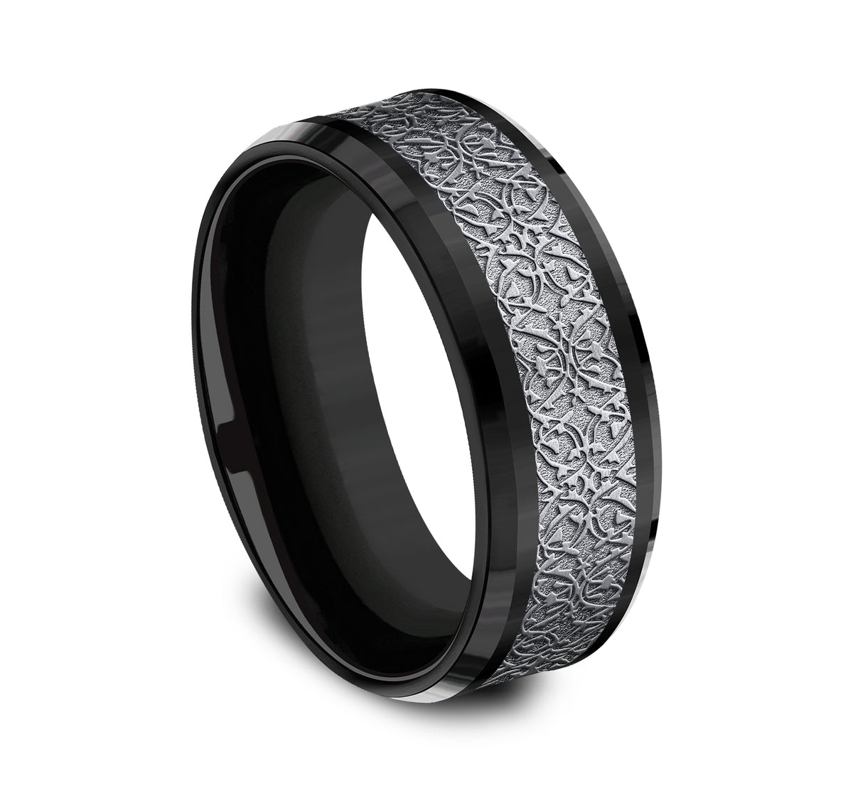 THE CONQUERER 8mm Black Titanium/Tantalum Grey Benchmark men's wedding band
