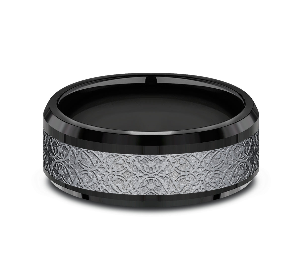 THE CONQUERER 8mm Black Titanium/Tantalum Grey Benchmark men's wedding band