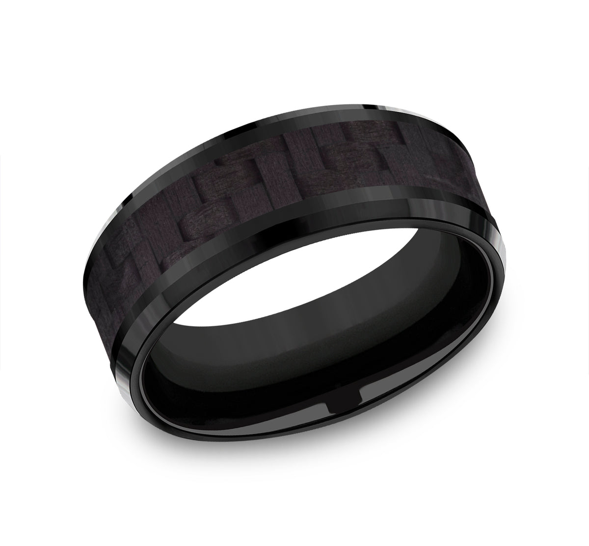 THE SENNA 8mm Black Titanium/Carbon Fiber Black Benchmark men's wedding band