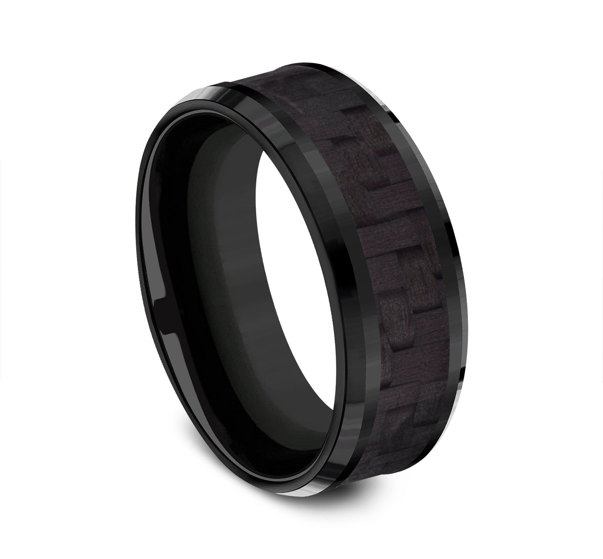 THE SENNA 8mm Black Titanium/Carbon Fiber Black Benchmark men's wedding band
