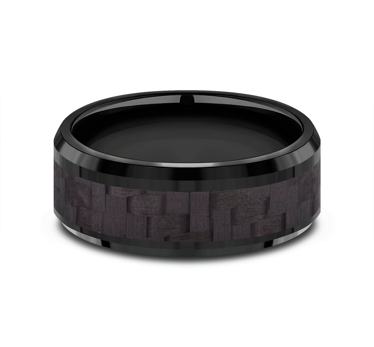 THE SENNA 8mm Black Titanium/Carbon Fiber Black Benchmark men's wedding band