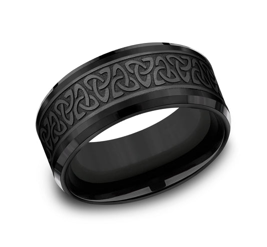 THE GALWAY 9mm Black Titanium Benchmark men's wedding band