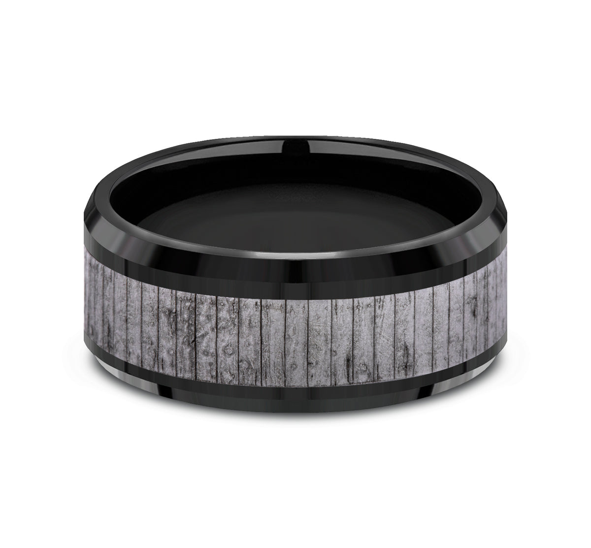 THE ALDER 9mm Black Titanium/Tantalum Grey Benchmark men's wedding band