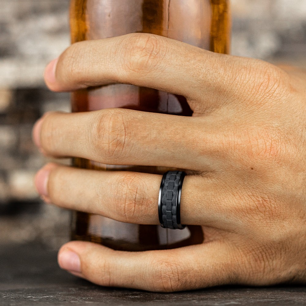 THE AVIATOR 9mm Black Titanium Benchmark men's wedding band