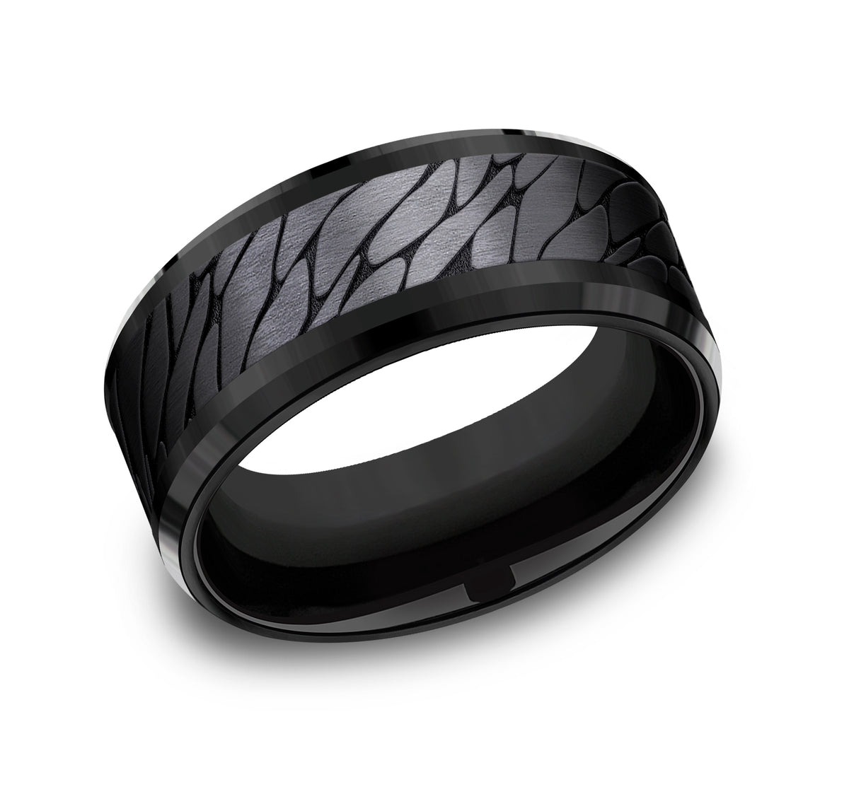 THE DINO 9mm Black Titanium Benchmark men's wedding band