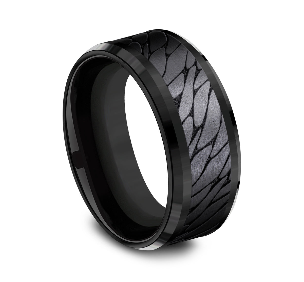 THE DINO 9mm Black Titanium Benchmark men's wedding band