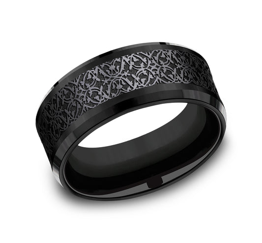 THE CONQUERER 9mm Black Titanium Benchmark men's wedding band