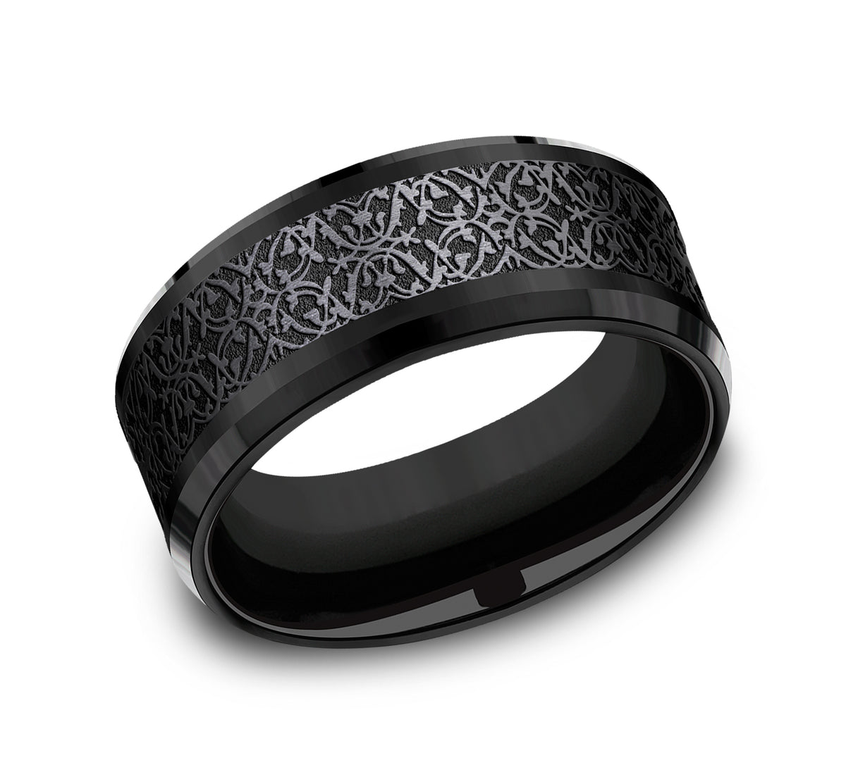 THE CONQUERER 9mm Black Titanium Benchmark men's wedding band