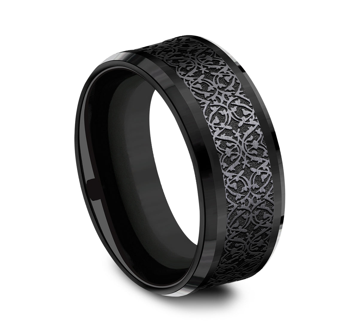 THE CONQUERER 9mm Black Titanium Benchmark men's wedding band