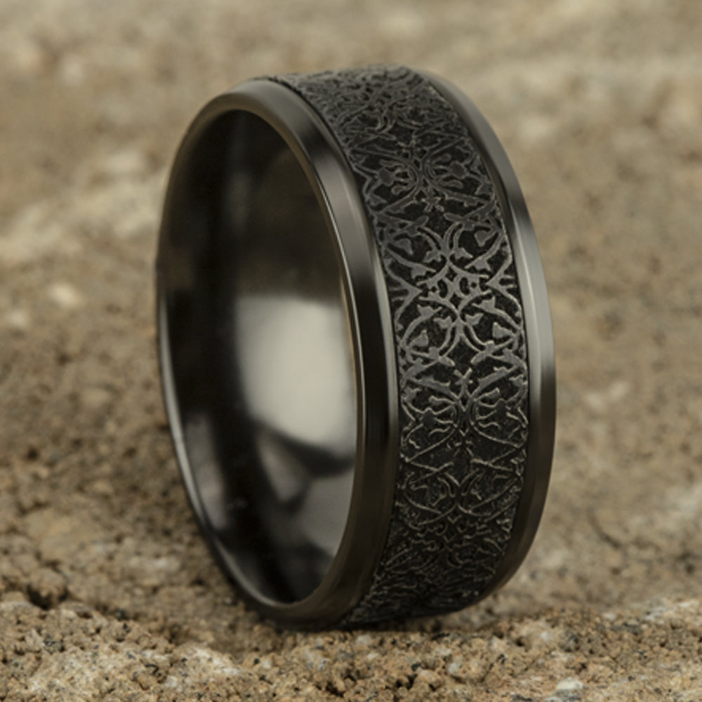 THE CONQUERER 9mm Black Titanium Benchmark men's wedding band