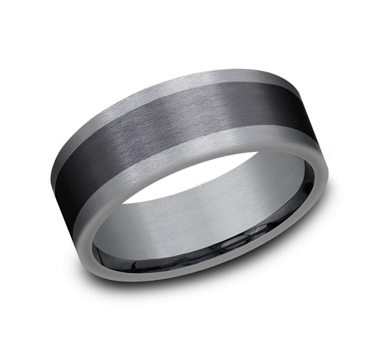 THE DUKE 8mm Tantalum Grey/Black Titanium Benchmark men's wedding band