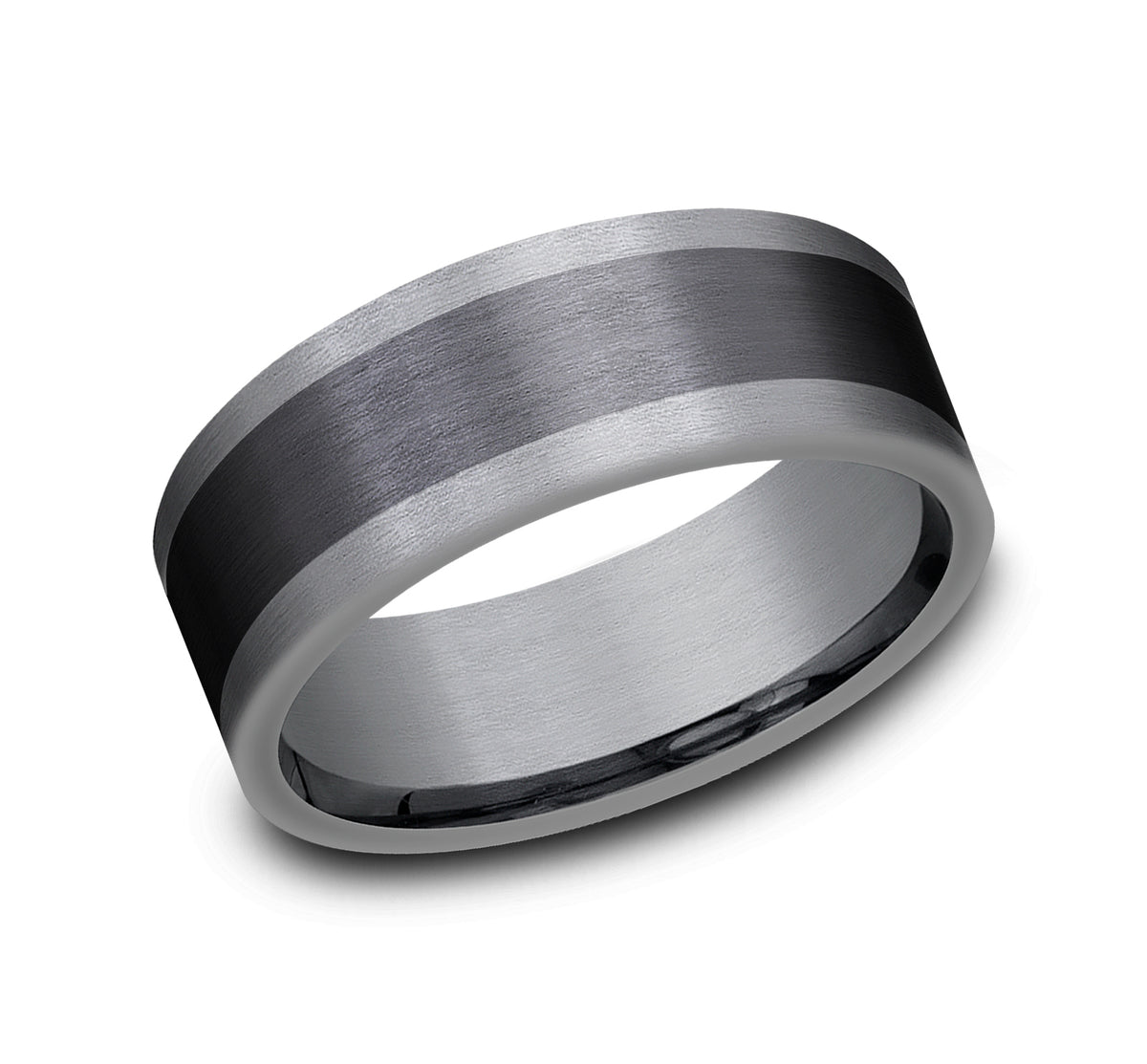 THE DUKE 8mm Tantalum Grey/Black Titanium Benchmark men's wedding band