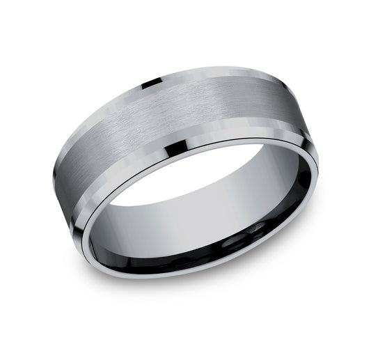 THE DUKE 8mm Tantalum Grey Benchmark men's wedding band