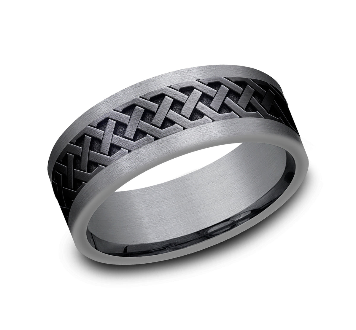 THE ADARE 8mm Tantalum Grey/Black Titanium Benchmark men's wedding band