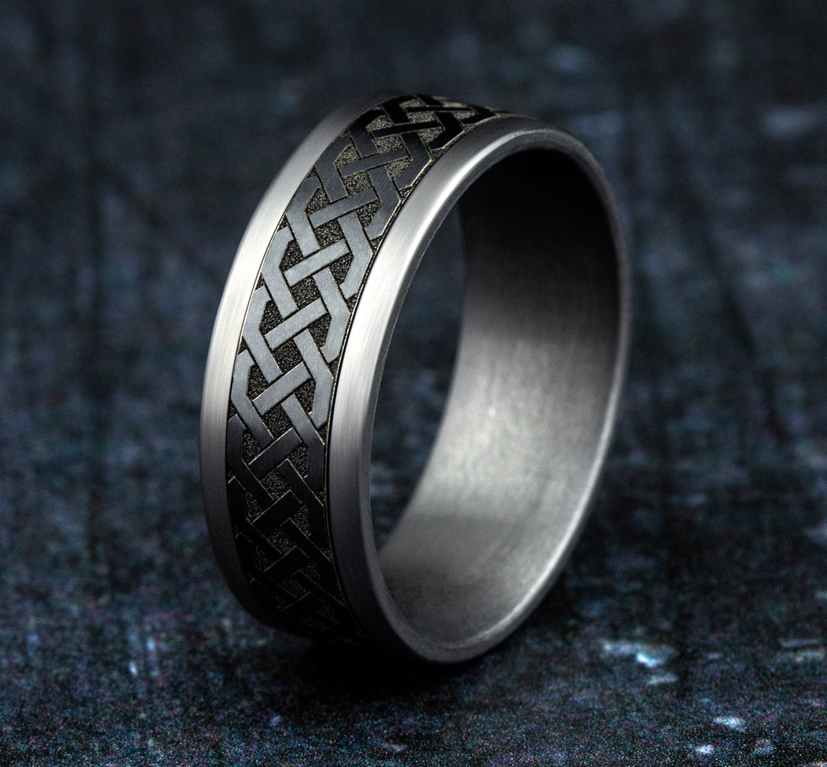 THE ADARE 8mm Tantalum Grey/Black Titanium Benchmark men's wedding band