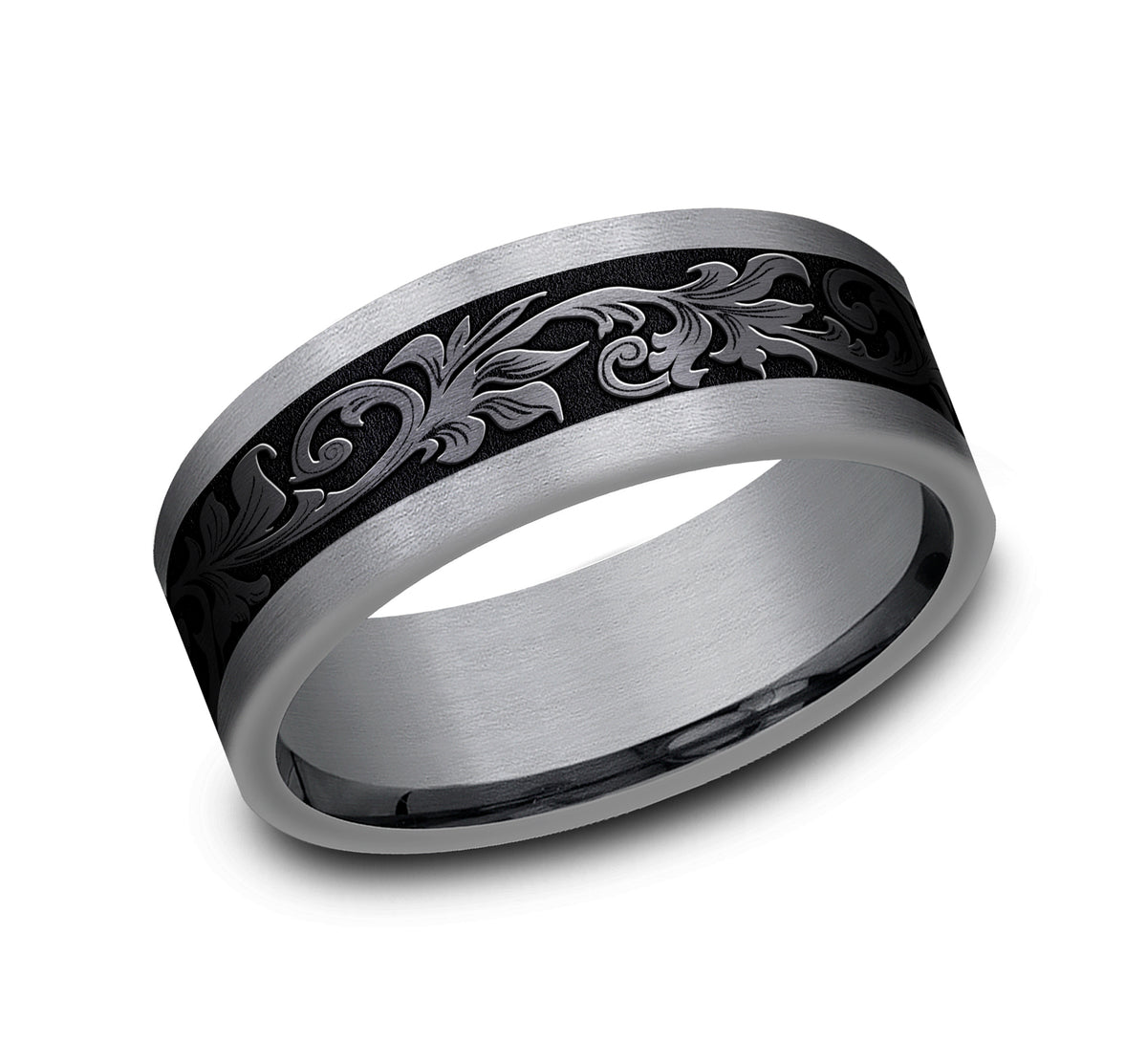 THE ROYAL 8mm Tantalum Grey/Black Titanium Benchmark men's wedding band