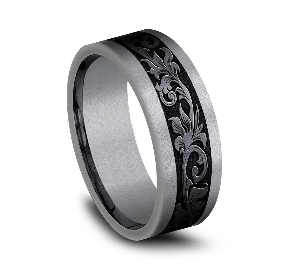 THE ROYAL 8mm Tantalum Grey/Black Titanium Benchmark men's wedding band