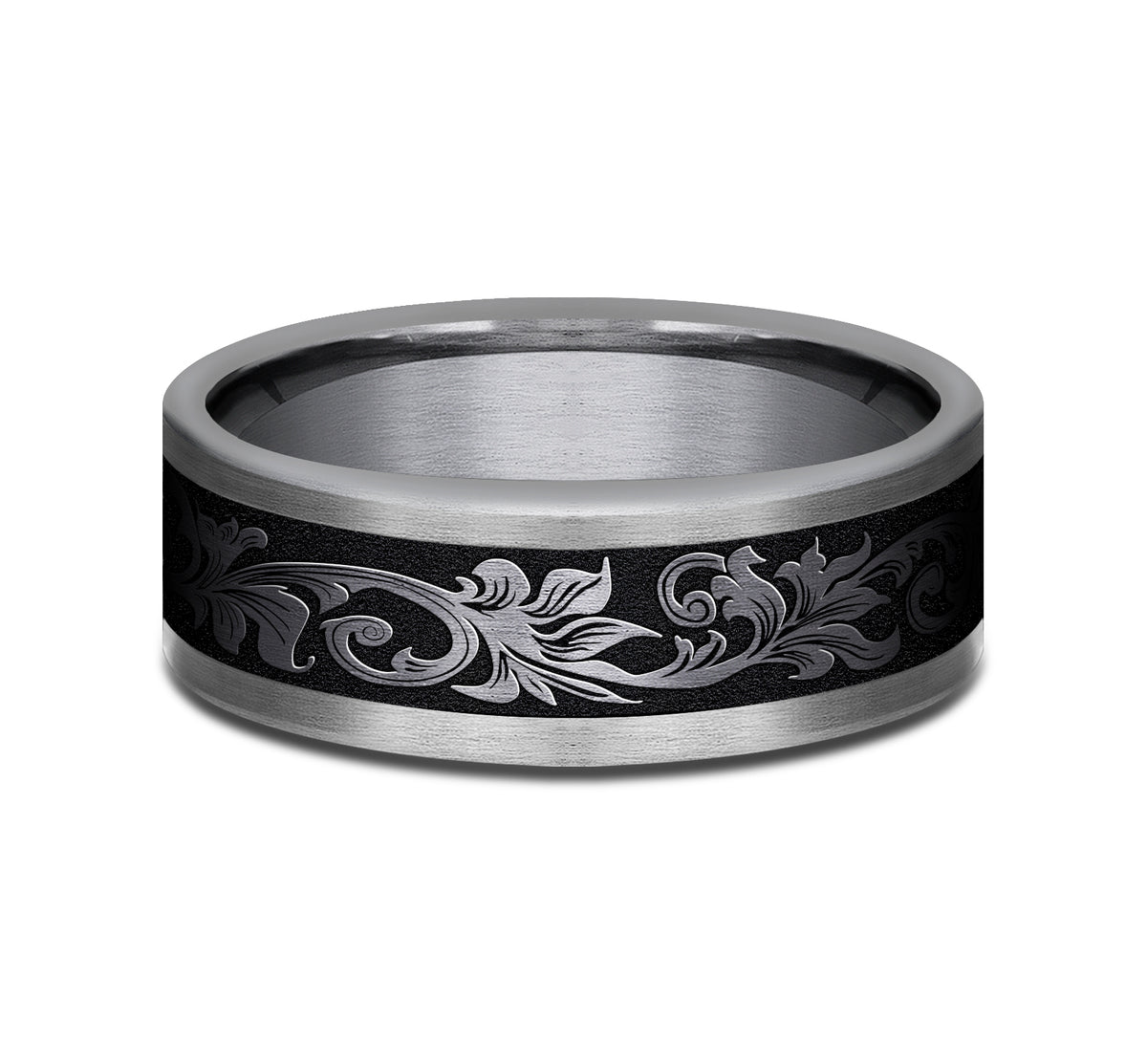 THE ROYAL 8mm Tantalum Grey/Black Titanium Benchmark men's wedding band