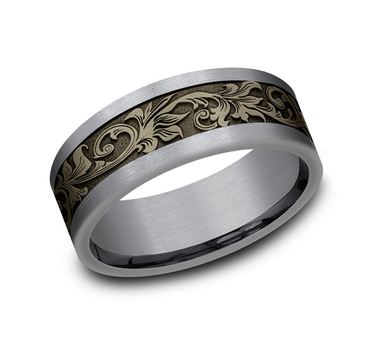 THE ROYAL 8mm Tantalum Grey/Bronze Benchmark men's wedding band