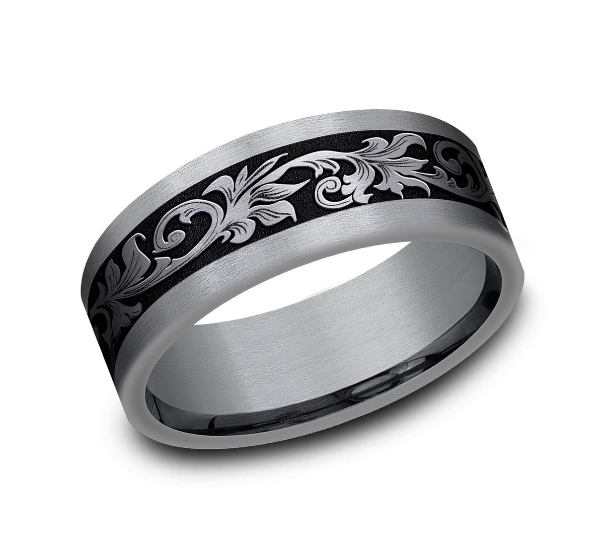 THE ROYAL 8mm Tantalum Grey/Grey-Black Titanium Benchmark men's wedding band