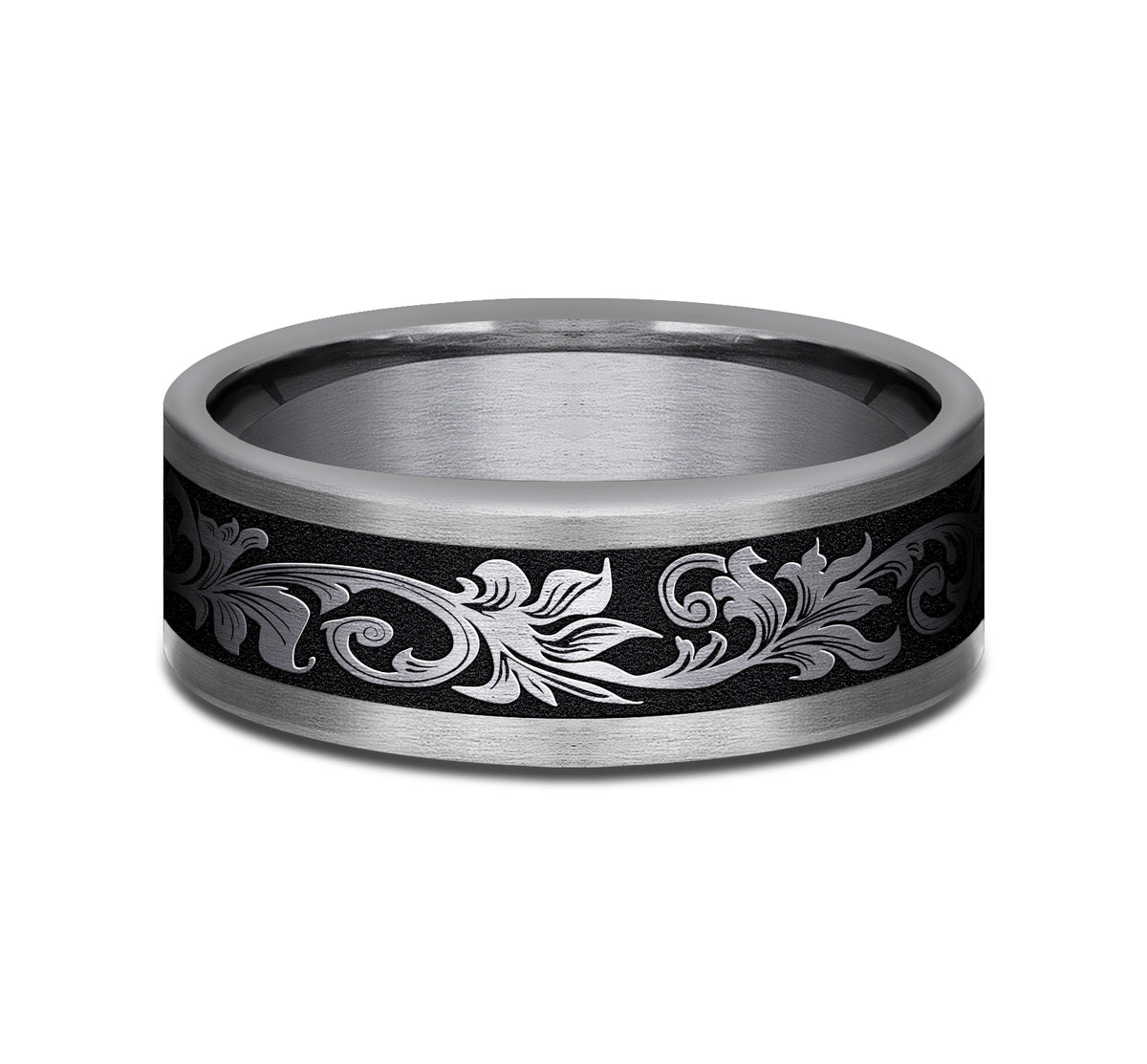THE ROYAL 8mm Tantalum Grey/Grey-Black Titanium Benchmark men's wedding band