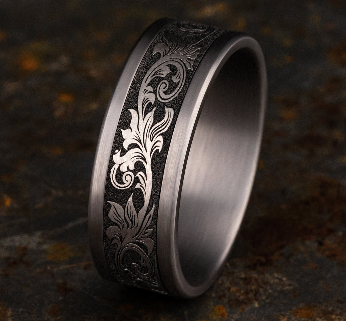 THE ROYAL 8mm Tantalum Grey/Grey-Black Titanium Benchmark men's wedding band