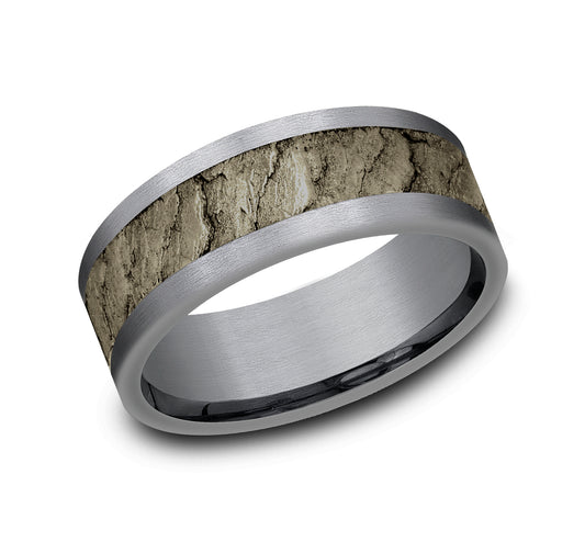THE VESUVIUS 8mm Tantalum Grey/Bronze Benchmark men's wedding band