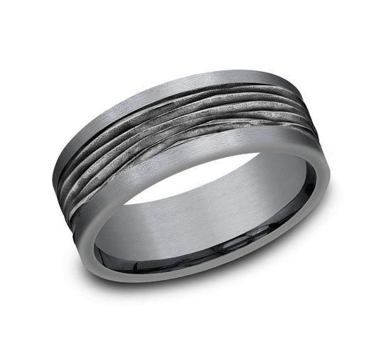 THE TEAK 8mm Tantalum Grey/Black Titanium Benchmark men's wedding band