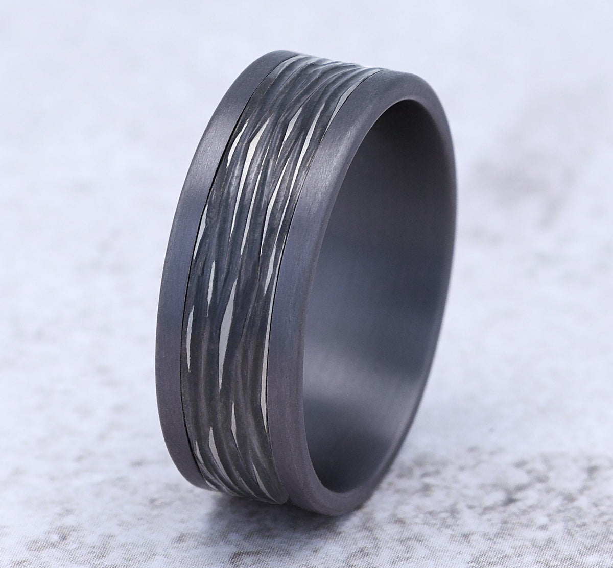 THE TEAK 8mm Tantalum Grey/Black Titanium Benchmark men's wedding band