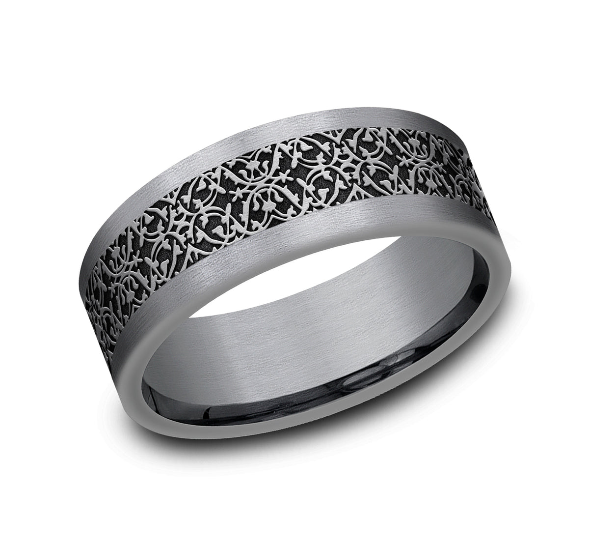 THE CONQUERER 8mm Tantalum Grey/Grey-Black Titanium Benchmark men's wedding band