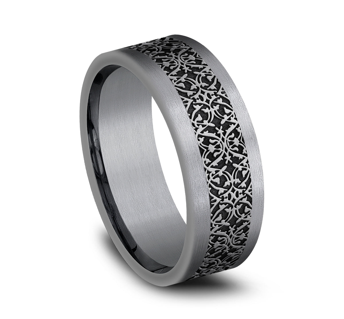 THE CONQUERER 8mm Tantalum Grey/Grey-Black Titanium Benchmark men's wedding band