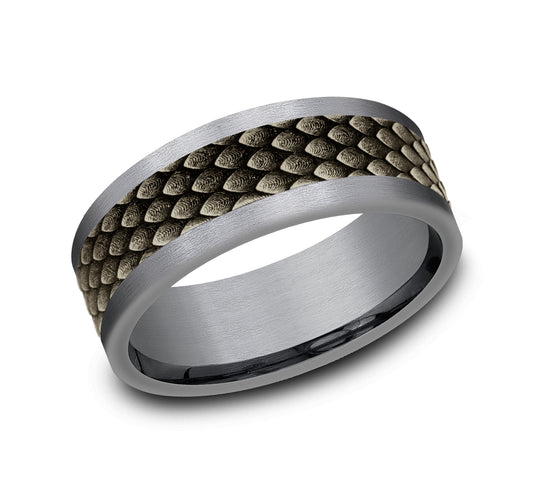 THE RHAEGAL 8mm Tantalum Grey/Bronze Benchmark men's wedding band