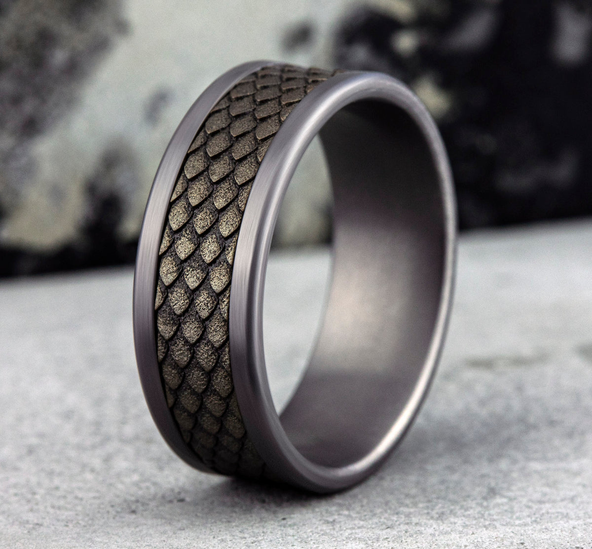 THE RHAEGAL 8mm Tantalum Grey/Bronze Benchmark men's wedding band