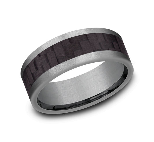 THE SENNA 8mm Tantalum Grey/Carbon Fiber Black Benchmark men's wedding band