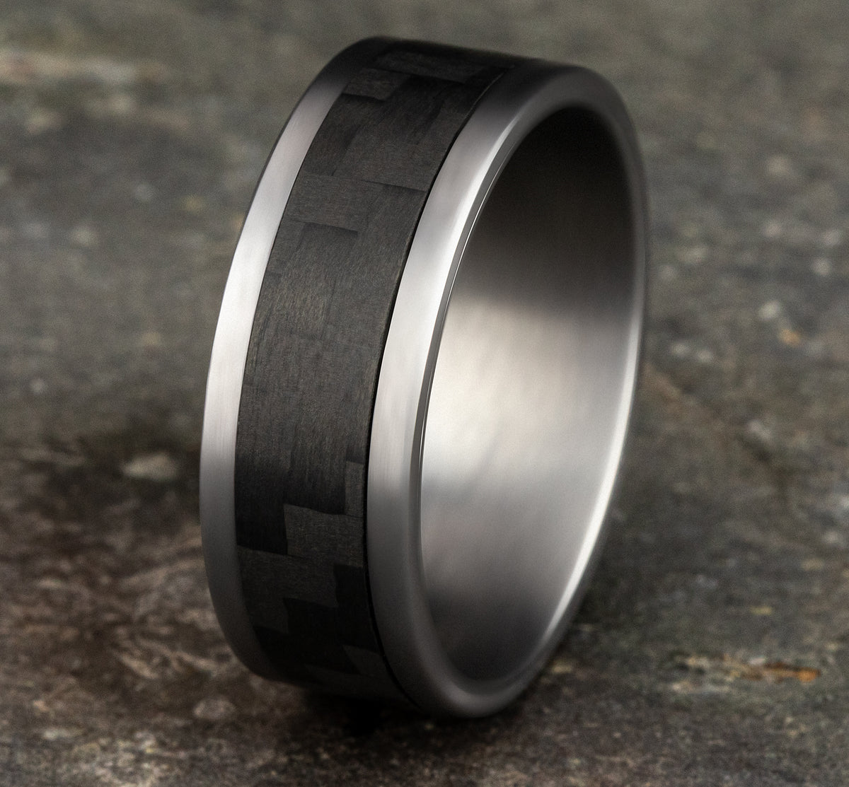 THE SENNA 8mm Tantalum Grey/Carbon Fiber Black Benchmark men's wedding band